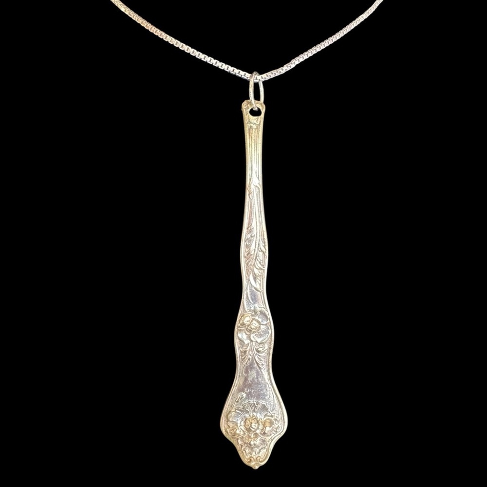 Vtg Sterling Silver Spoon Jewelry Pendant Handmade Boho 90s